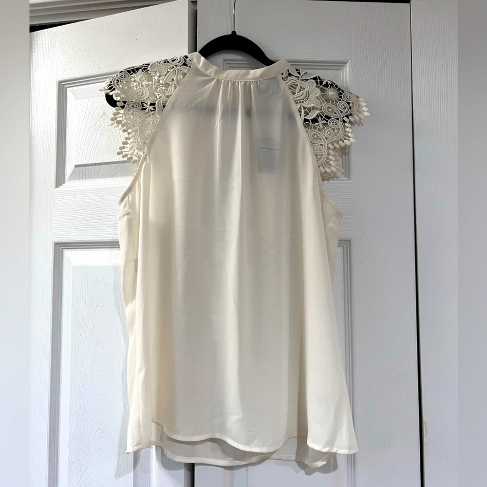 Express White Lace Open Back Blouse